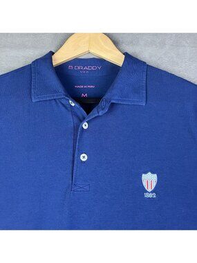 B Draddy Men’s Size M Union League Golf Logo Polo Navy Blue Short Sleeve Shirt